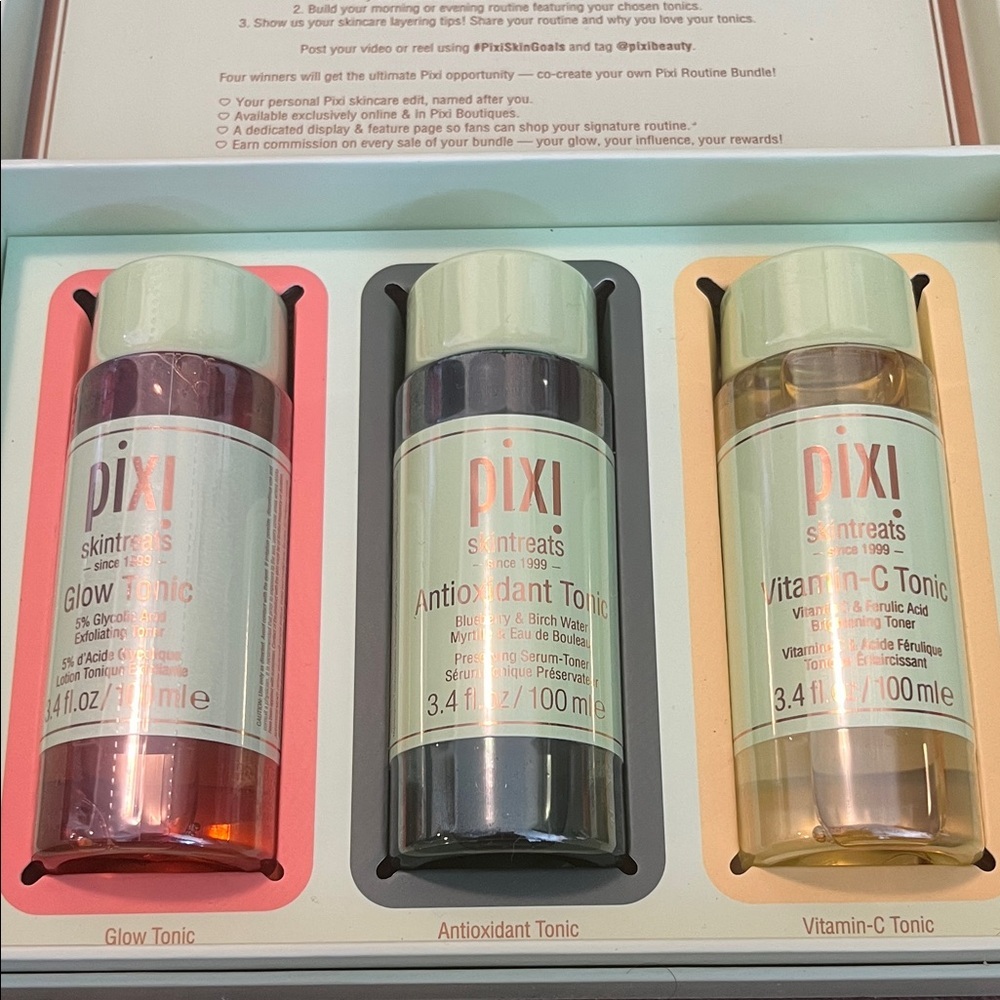 NEW Pixi Skintreats Tonic Trio Gift Set Glow Vitamin-C Antioxidant